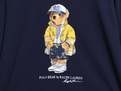 ポロベア ポロ ラルフローレン プリント 半袖 Tシャツ メンズ L 古着 キャラクター コットン カットソー シングルステッチ クルーネック 紺