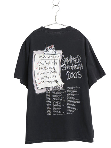 00s ★ メタリカ ツアー イラスト プリント Tシャツ メンズ L オールド 当時物 バンド ロック メタル リンキンパーク リンプビズキット 黒