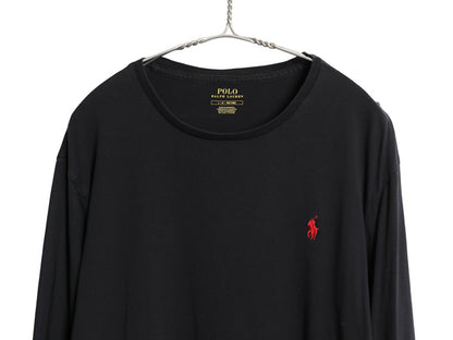 ポロ ラルフローレン 長袖 Tシャツ メンズ L ロンT ロングスリーブ コットン ワンポイント カットソー インナー シングルステッチ ブラック