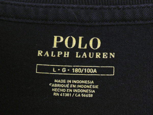 ポロ ラルフローレン 長袖 Tシャツ メンズ L ロンT ロングスリーブ コットン ワンポイント カットソー インナー シングルステッチ ブラック
