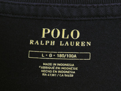 ポロ ラルフローレン 長袖 Tシャツ メンズ L ロンT ロングスリーブ コットン ワンポイント カットソー インナー シングルステッチ ブラック