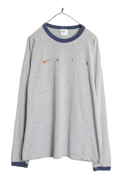 90s USA ナイキ スモール スウッシュ 刺繍 長袖 リンガー Tシャツ メンズ L / オールド ロンT カットソー ロングTシャツ シングルステッチ