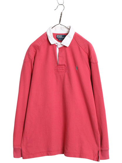 90s ポロ ラルフローレン 長袖 ラガーシャツ メンズ XL オールド ラグビー 長袖シャツ ポロシャツ カットソー ヘビーウェイト 大きいサイズ