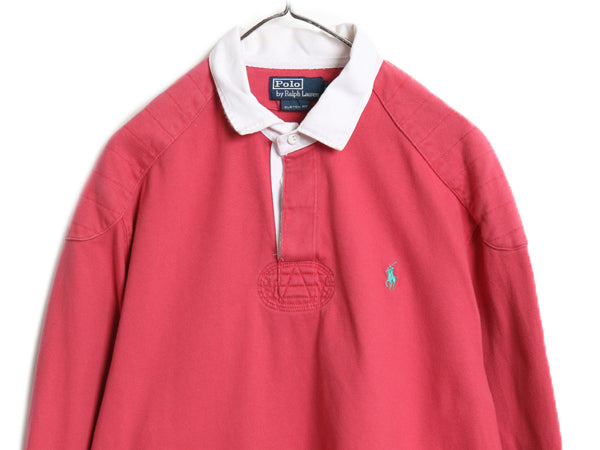 90s ポロ ラルフローレン 長袖 ラガーシャツ メンズ XL オールド ラグビー 長袖シャツ ポロシャツ カットソー ヘビーウェイト 大きいサイズ