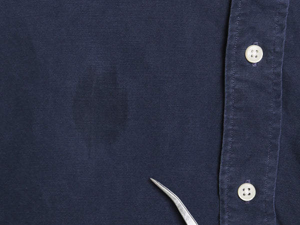 00s ラルフローレン 長袖 ボタンダウン シャツ メンズ XL オールド ポロ リネン シルク 長袖シャツ ワンポイント 大きいサイズ シンプル 紺