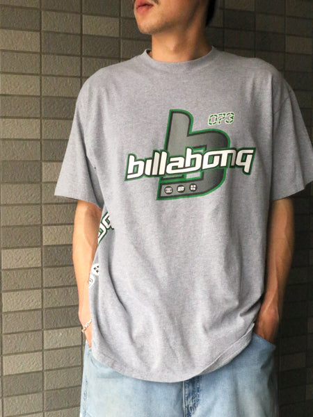 00s ☆ ビラボン ロゴ プリント Tシャツ メンズ L 古着 オールド サーフ グラフィック Y2K ストリート ヘビーウェイト クルーネック グレー