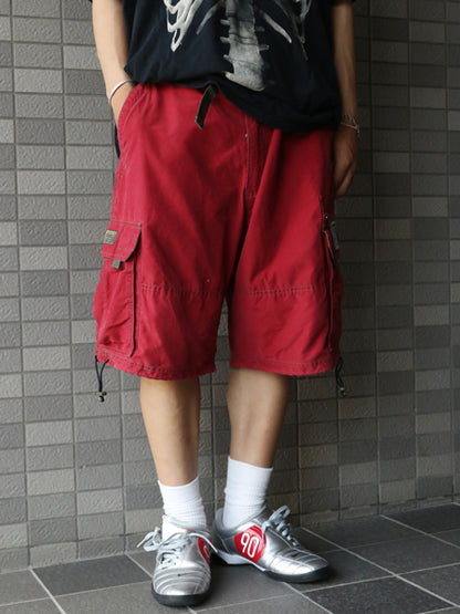 00s ☆ BRITCHES ギミック カーゴ ショーツ  メンズ 33 古着 オールド Y2K ベルト付き ストリート ショートパンツ ルーズ ワイド バギー 赤