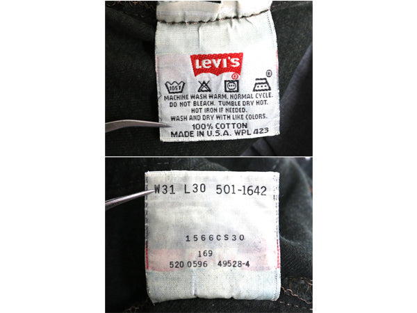 90s USA製 ★ リーバイス 501 カラー デニム パンツ メンズ 31 30 / 古着 オールド ジーパン ジーンズ ストレート ボタンフライ 赤タブ 緑