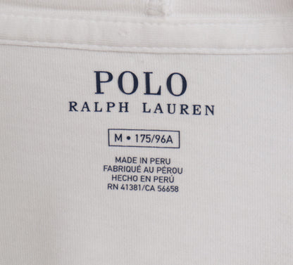 ポロ ラルフローレン フード付き 長袖 Tシャツ メンズ Ｍ / コットン ロンT フード パーカー プルオーバー ワンポイント ポニー 白 無地　