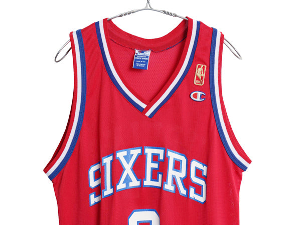 90s USA製 セブンティ シクサーズ メッシュ タンクトップ メンズ M 程 古着 オールド NBA チャンピオン ユニフォーム バスケ ゲームシャツ