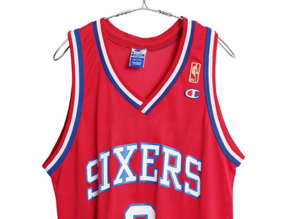 90s USA製 セブンティ シクサーズ メッシュ タンクトップ メンズ M 程 古着 オールド NBA チャンピオン ユニフォーム バスケ ゲームシャツ