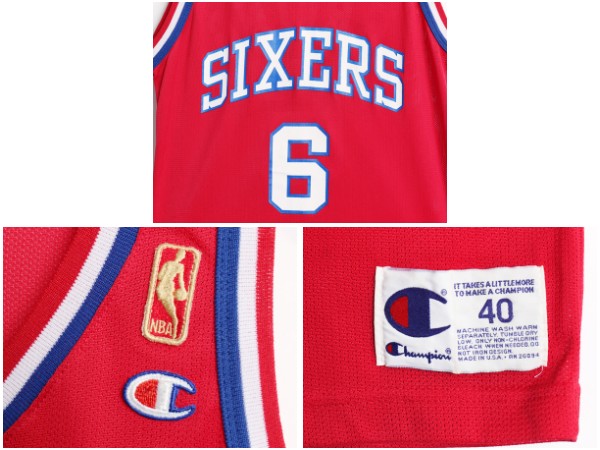 90s USA製 セブンティ シクサーズ メッシュ タンクトップ メンズ M 程 古着 オールド NBA チャンピオン ユニフォーム バスケ ゲームシャツ