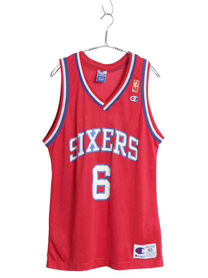 90s USA製 セブンティ シクサーズ メッシュ タンクトップ メンズ M 程 古着 オールド NBA チャンピオン ユニフォーム バスケ ゲームシャツ