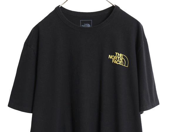 ノースフェイス 両面 プリント 半袖 Tシャツ メンズ XL / アウトドア バックプリント ヘビーウェイト カットソー シンプル 大きいサイズ 黒