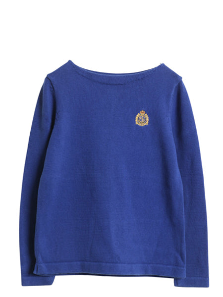 90s ローレン ラルフローレン ボートネック コットン ニット セーター レディース M 古着 オールド ポロ 長袖ニット カットソー シンプル