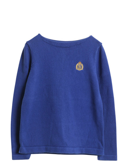 90s ローレン ラルフローレン ボートネック コットン ニット セーター レディース M 古着 オールド ポロ 長袖ニット カットソー シンプル