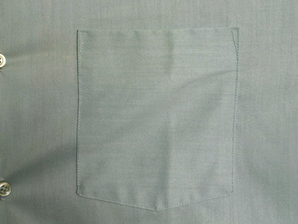 デッドストック 70's 長袖 シャツ メンズ L 程/ 未使用 ヴィンテージ ポケット付き ノーアイロン コットン ポリ 薄手 無地 ミント グリーン