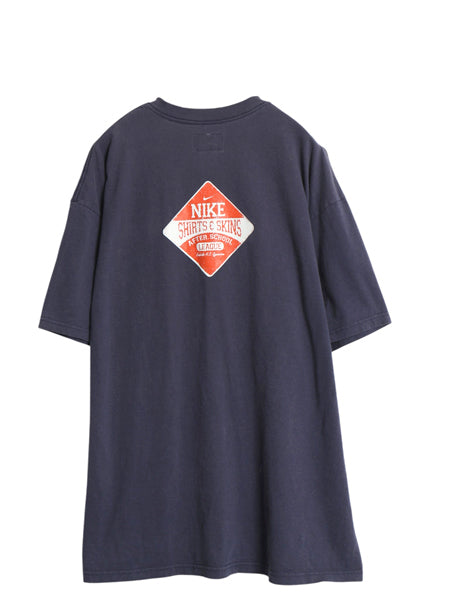 00s USA製 ナイキ 両面 プリント Tシャツ メンズ XL / オールド センター スウッシュ 大きいサイズ ワンポイント バックプリント ネイビー