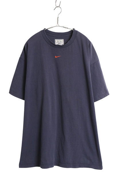 00s USA製 ナイキ 両面 プリント Tシャツ メンズ XL / オールド センター スウッシュ 大きいサイズ ワンポイント バックプリント ネイビー