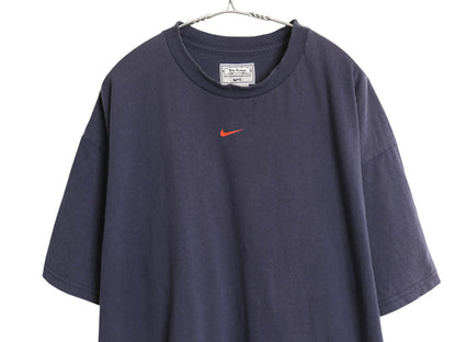00s USA製 ナイキ 両面 プリント Tシャツ メンズ XL / オールド センター スウッシュ 大きいサイズ ワンポイント バックプリント ネイビー