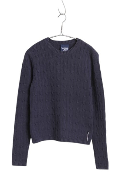 ポロジーンズ ラルフローレン コットン ニット セーター レディース M / ポロ 長袖ニット クルーネック シンプル ゆったり カジュアル 短丈