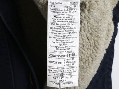 US企画 カーハート モックネック ダック ベスト メンズ M / 古着 FR シリーズ 裏 ボア パイル フリース ライナー ワーク 前開き 重ね着 紺