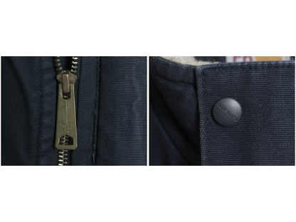 US企画 カーハート モックネック ダック ベスト メンズ M / 古着 FR シリーズ 裏 ボア パイル フリース ライナー ワーク 前開き 重ね着 紺