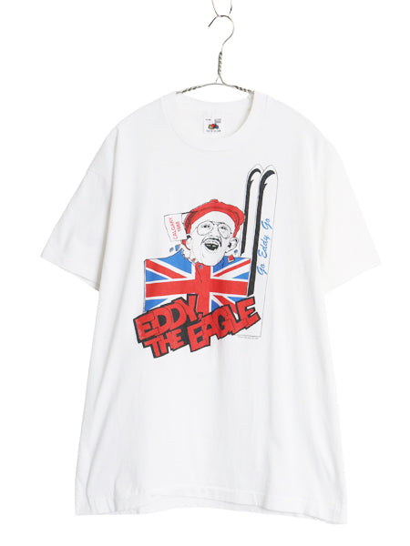 80s キャラクター イラスト プリント Tシャツ メンズ XL / ヴィンテージ グラフィック ユニオンジャック シングルステッチ 大きいサイズ 白
