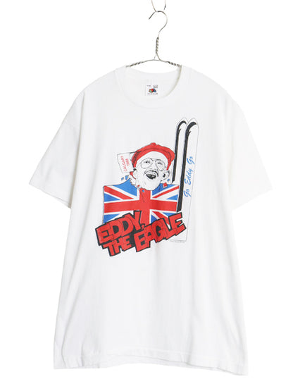 80s キャラクター イラスト プリント Tシャツ メンズ XL / ヴィンテージ グラフィック ユニオンジャック シングルステッチ 大きいサイズ 白