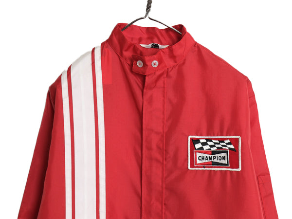 70s USA製 ★ チャンピオン スパークプラグ ナイロン レーシング ジャケット メンズ M / ヴィンテージ 企業物 モーターサイクル フルジップ
