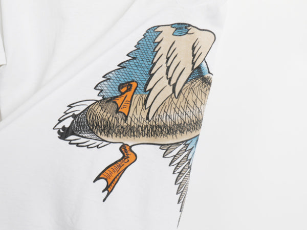 90s コロンビア カモ 両面 イラスト プリント Tシャツ メンズ L 程/ オールド アウトドア ハンティング グラフィック シングルステッチ 白