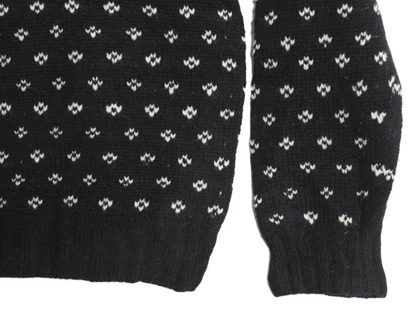 90s ポロ ラルフローレン ノルディック ニット セーター メンズ XL オールド 総柄 絵柄 トナカイ ハンドメイド バーズアイ 大きいサイズ 黒
