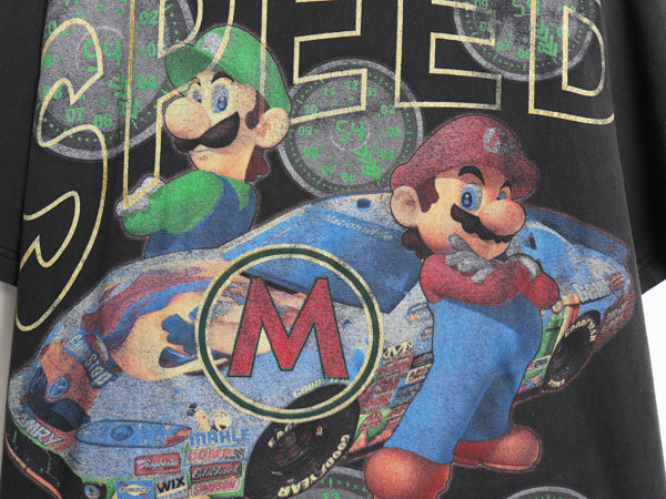 00s マリオ ルイージ イラスト イラスト プリント Tシャツ メンズ 2XL オールド 任天堂 グラフィック キャラクター 大きいサイズ 当時物 黒