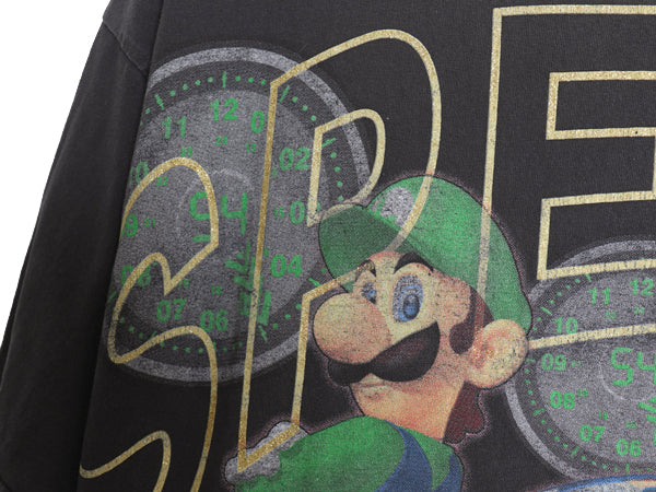 00s マリオ ルイージ イラスト イラスト プリント Tシャツ メンズ 2XL オールド 任天堂 グラフィック キャラクター 大きいサイズ 当時物 黒