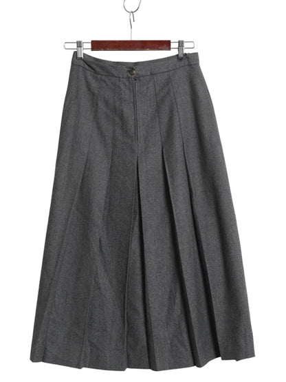 80s ラルフローレン ロング プリーツ スカート レディース S ヴィンテージ ポロ ウール 無地 マキシ丈 ロング丈 シンプル きれいめ グレー