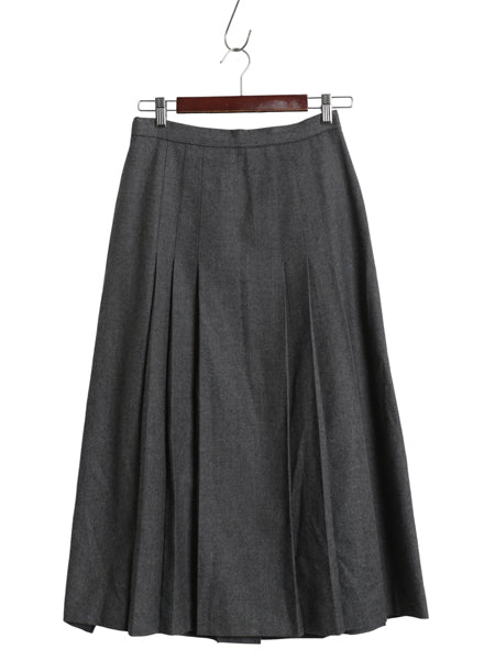 80s ラルフローレン ロング プリーツ スカート レディース S ヴィンテージ ポロ ウール 無地 マキシ丈 ロング丈 シンプル きれいめ グレー