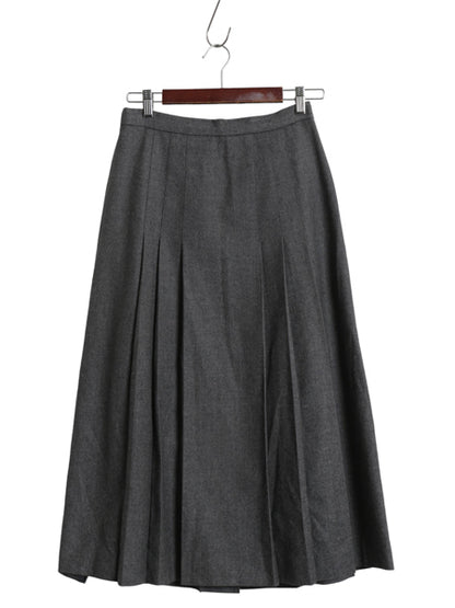 80s ラルフローレン ロング プリーツ スカート レディース S ヴィンテージ ポロ ウール 無地 マキシ丈 ロング丈 シンプル きれいめ グレー