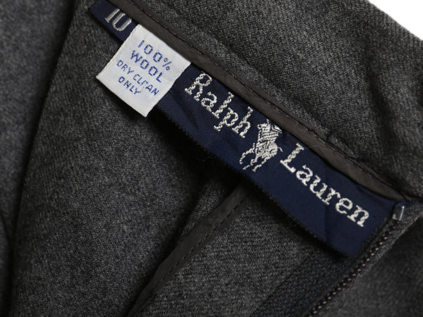 80s ラルフローレン ロング プリーツ スカート レディース S ヴィンテージ ポロ ウール 無地 マキシ丈 ロング丈 シンプル きれいめ グレー