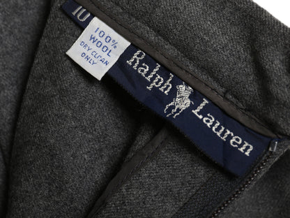 80s ラルフローレン ロング プリーツ スカート レディース S ヴィンテージ ポロ ウール 無地 マキシ丈 ロング丈 シンプル きれいめ グレー