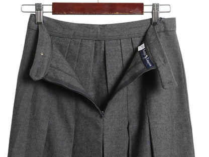 80s ラルフローレン ロング プリーツ スカート レディース S ヴィンテージ ポロ ウール 無地 マキシ丈 ロング丈 シンプル きれいめ グレー