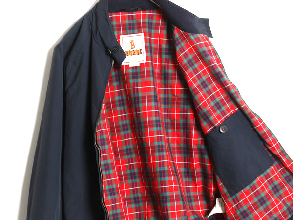 イギリス製 バラクータ G9 ハリントン ジャケット メンズ M 程/ フルジップ スイングトップ チェック ライナー付き ブルゾン ジャンパー 紺