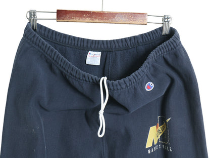 90s USA製 チャンピオン リバースウィーブ スウェット パンツ メンズ XL オールド 目付き カレッジ バスケ プリント 大きいサイズ ネイビー