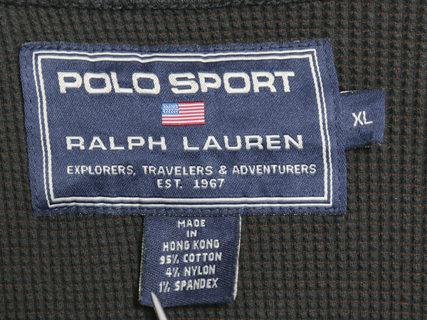 00s ポロスポーツ ラルフローレン ハーフジップ スウェット メンズ XL / オールド トレーナー ワッフル プルオーバー ストレッチ 星条旗 黒