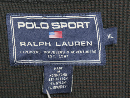 00s ポロスポーツ ラルフローレン ハーフジップ スウェット メンズ XL / オールド トレーナー ワッフル プルオーバー ストレッチ 星条旗 黒