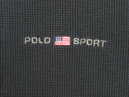 00s ポロスポーツ ラルフローレン ハーフジップ スウェット メンズ XL / オールド トレーナー ワッフル プルオーバー ストレッチ 星条旗 黒