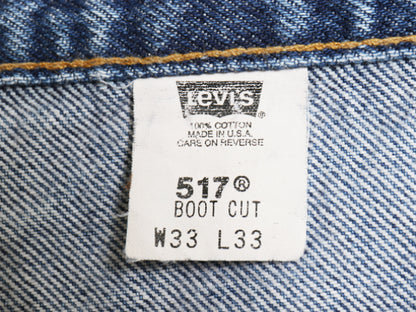 00s USA製 リーバイス 517 ブーツカット デニム パンツ 33 33 オールド ジーンズ ジーパン フレア ヒゲ アタリ 赤タブ ボトムス 5ポケット