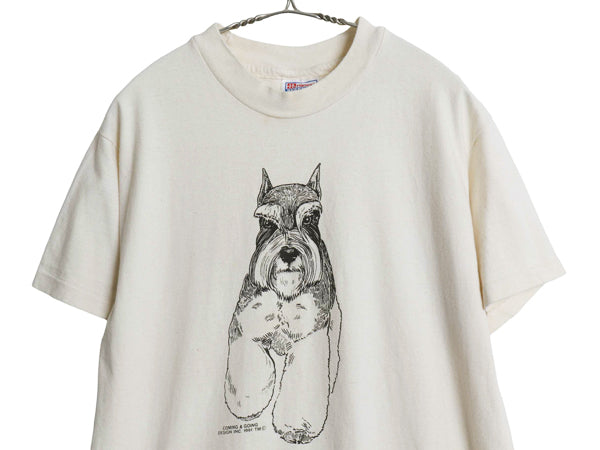 90s USA製 ドッグ イラスト 両面 プリント Tシャツ メンズ レディース M 古着 オールド アニマル アート キャラクター シングルステッチ 犬