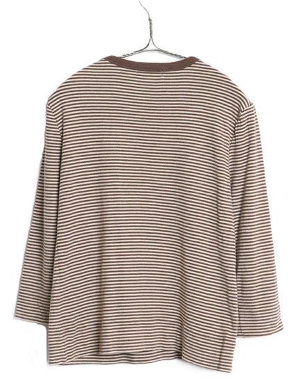 00s ラルフローレン ジーンズ ボーダー 長袖 Tシャツ レディース M / オールド 7分袖 ロンT コットン ストレッチ カットソー レースアップ