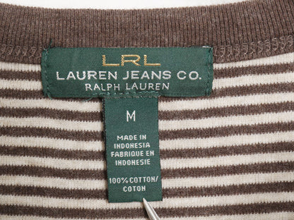 00s ラルフローレン ジーンズ ボーダー 長袖 Tシャツ レディース M / オールド 7分袖 ロンT コットン ストレッチ カットソー レースアップ