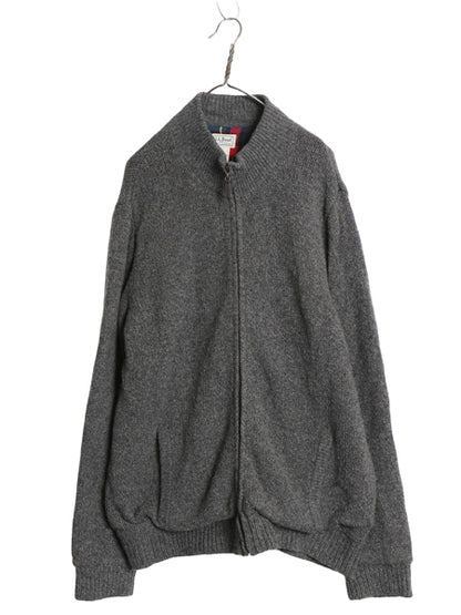 エルエルビーン フルジップ ニット セーター ジャケット メンズ XL / ドライバーズ ラム ウール チェック ライナー付き 大きいサイズ 無地 